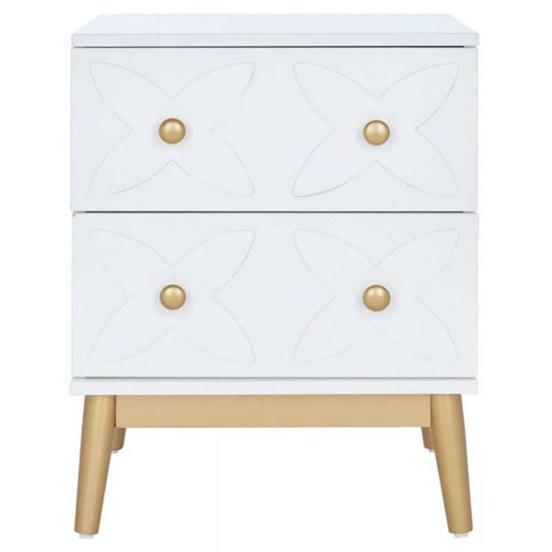 Safavieh - Ottoline 2 Drw Patterned Nightstand - White - Gold - NST5008A