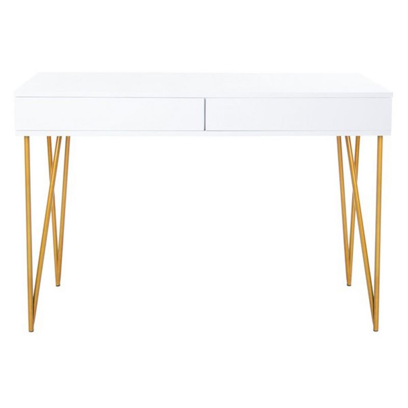 Safavieh - Pine Two Drawer Desk - White - Gold - FOX2238C