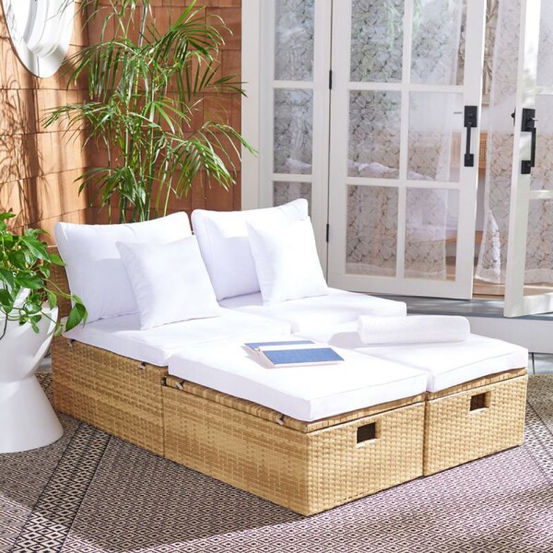 Safavieh - Pramla Outdoor Sette With Otto - Natural - White - PAT7515D