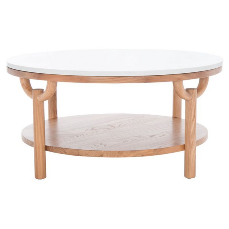 Safavieh - Couture - Puck Marble Top Coffee Table - Natural - White - SFV2305A