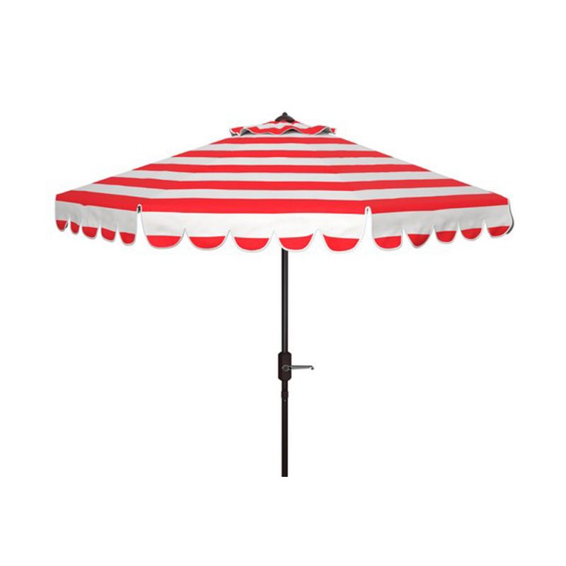 Safavieh - Ramona 9Ft Crank Umbrella - Red - White - PAT8011R