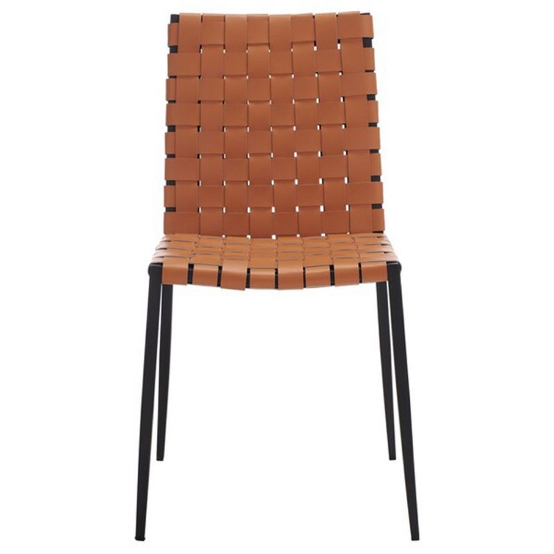 Safavieh - Rayne Woven Dining Chair - Cognac - Black  (Set of 2) - DCH3006B-SET2