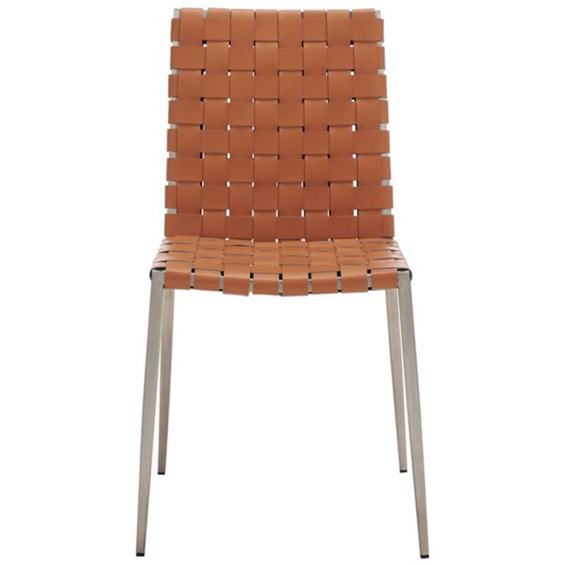Safavieh - Rayne Woven Dining Chair - Cognac - Silver  (Set of 2) - DCH3006A-SET2