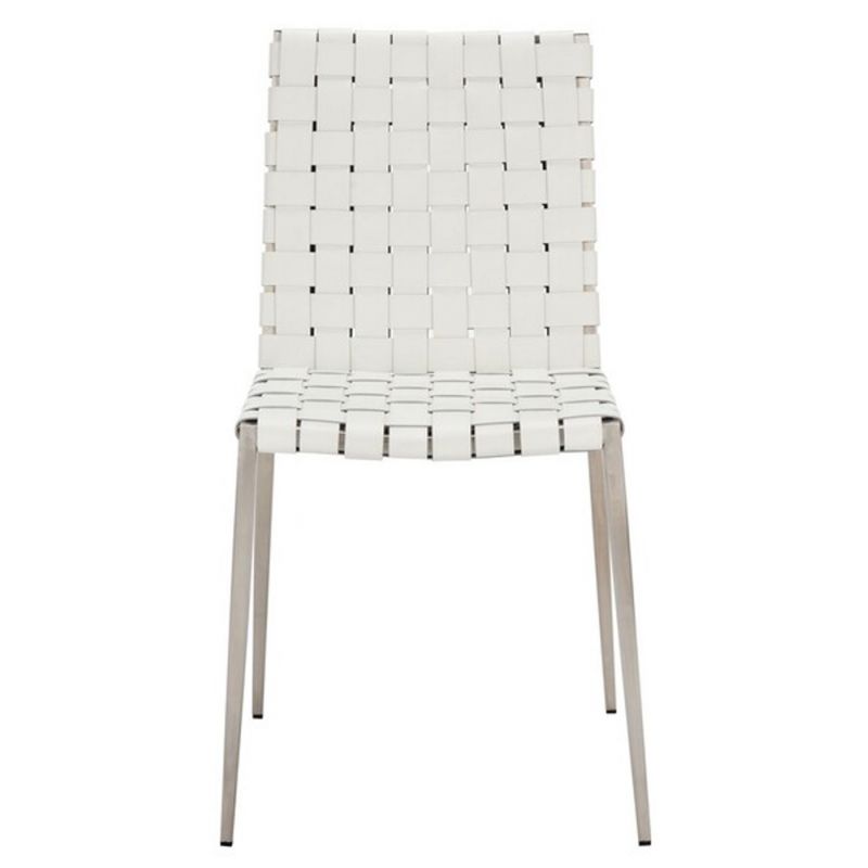 Safavieh - Rayne Woven Dining Chair - White - Silver  (Set of 2) - DCH3006C-SET2