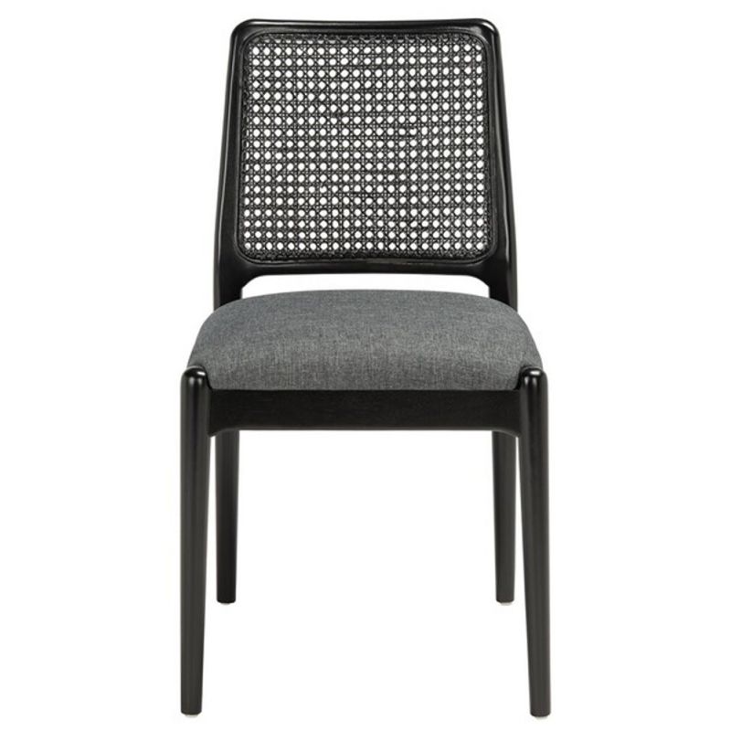 Safavieh - Reinhardt Rattan Dining Chair - Black - Grey  (Set of 2) - DCH8800C-SET2