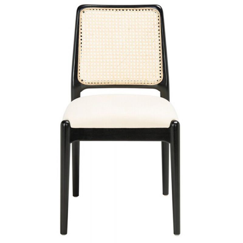 Safavieh - Reinhardt Rattan Dining Chair - Black - White  (Set of 2) - DCH8800A-SET2