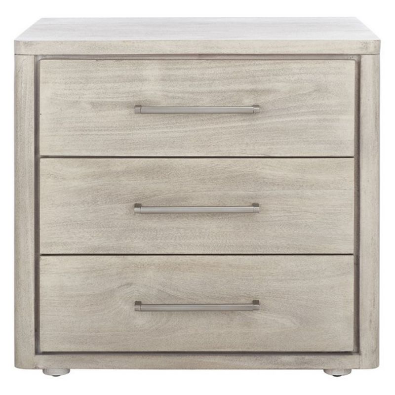 Safavieh - Couture - Rosey 3 Drawer Wood Nightstand - Light Grey - SFV7701C