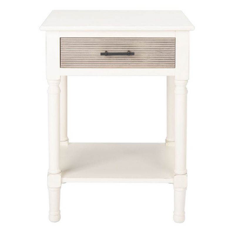 Safavieh - Ryder 1Drw Accent Table - Distrssed White - Greige - ACC5713D
