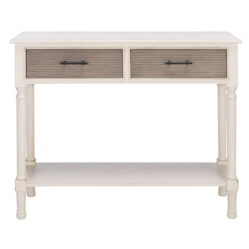 Safavieh - Ryder 2Drw Console Table - Distrssed White - Greige - CNS5719D