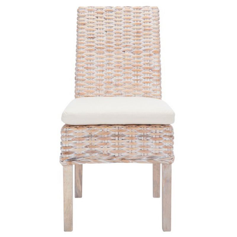 Safavieh - Sanibel Side Chair W/ Cushion - White - White Washed  (Set of 2) - FOX6541A-SET2