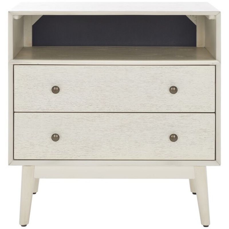 Safavieh - Scully 2 Drawer 1 Shelf Chest - White Washed - Antique Gold - CHS6416A