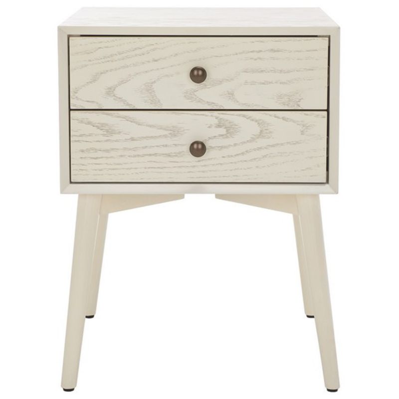 Safavieh - Scully 2 Drawer Nightstand - White Washed - Antique Gold - NST6407A