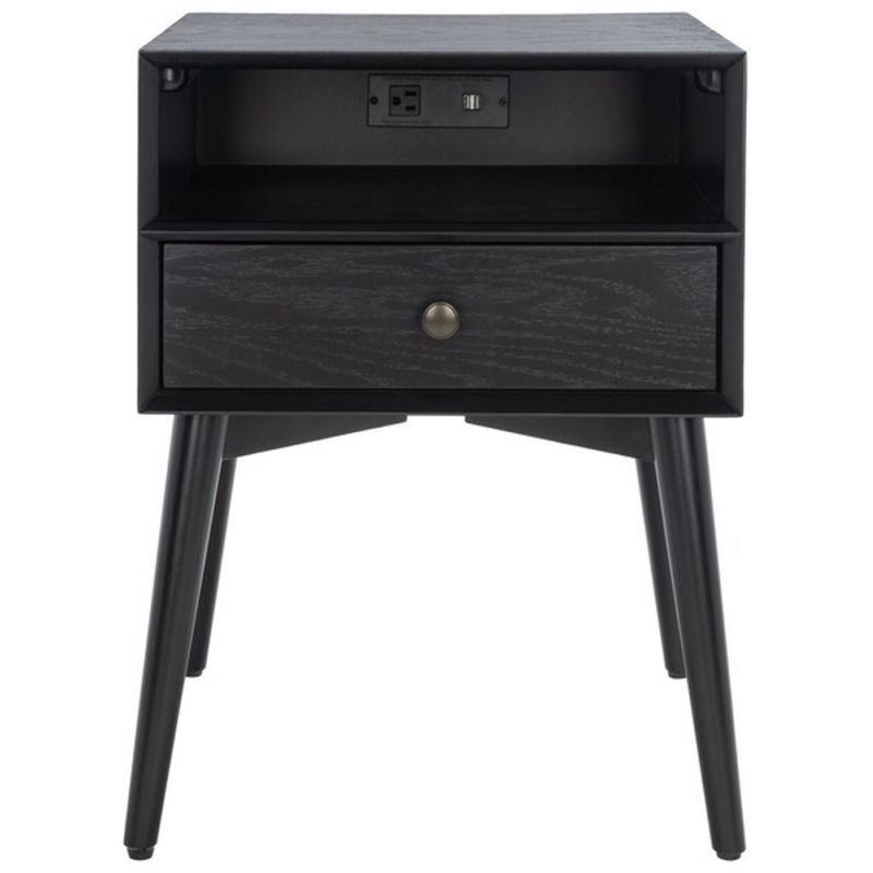 Safavieh - Scully Nightstand W/ Usb - Black - Antique Gold - NST6408B