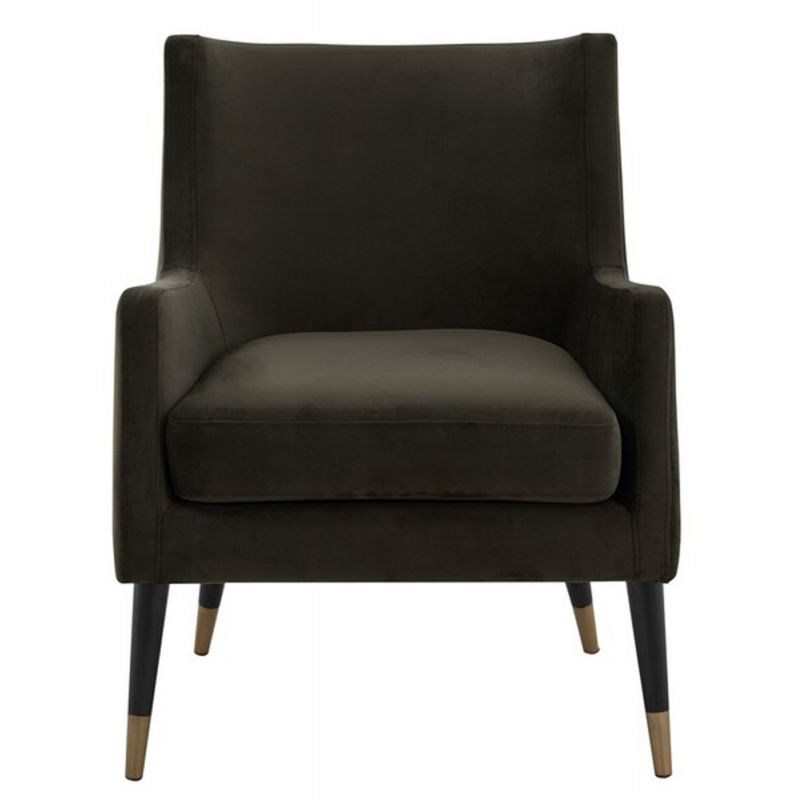 Safavieh - Couture - Sicily Velvet Arm Chair - Shale - Antique Brass - KNT7060A