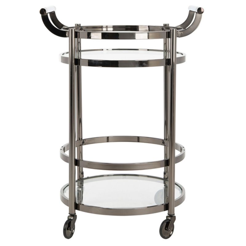 Safavieh - Sienna 2 Tier Round Bar Cart - Black Nickel - Glass - BCT8001A