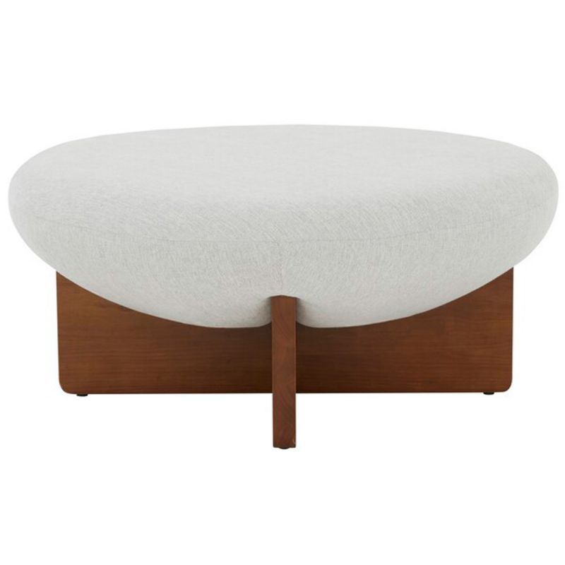 Safavieh - Couture - Tailor Round Linen Ottoman - Taupe - Brown - SFV5052A