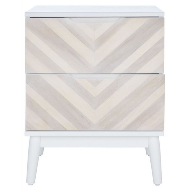 Safavieh - Tay 2Drw Patterned Night Stand - White Washed - NST5011A