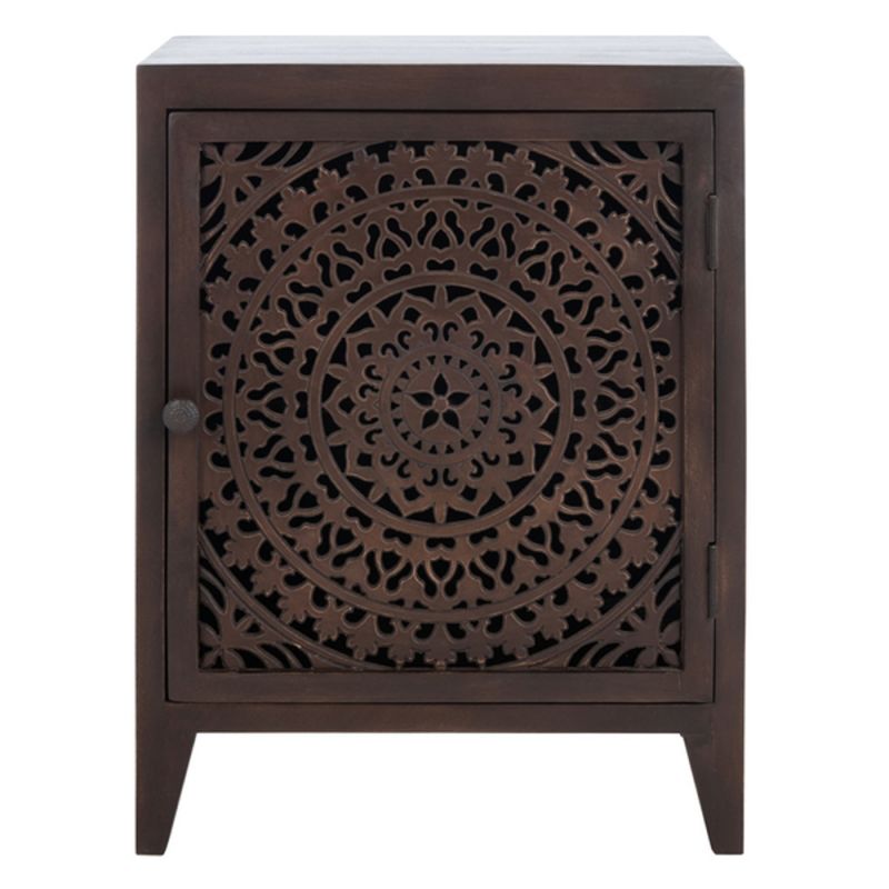 Safavieh - Thea 1 Door Carved Nightstand - Brown - NST5300A