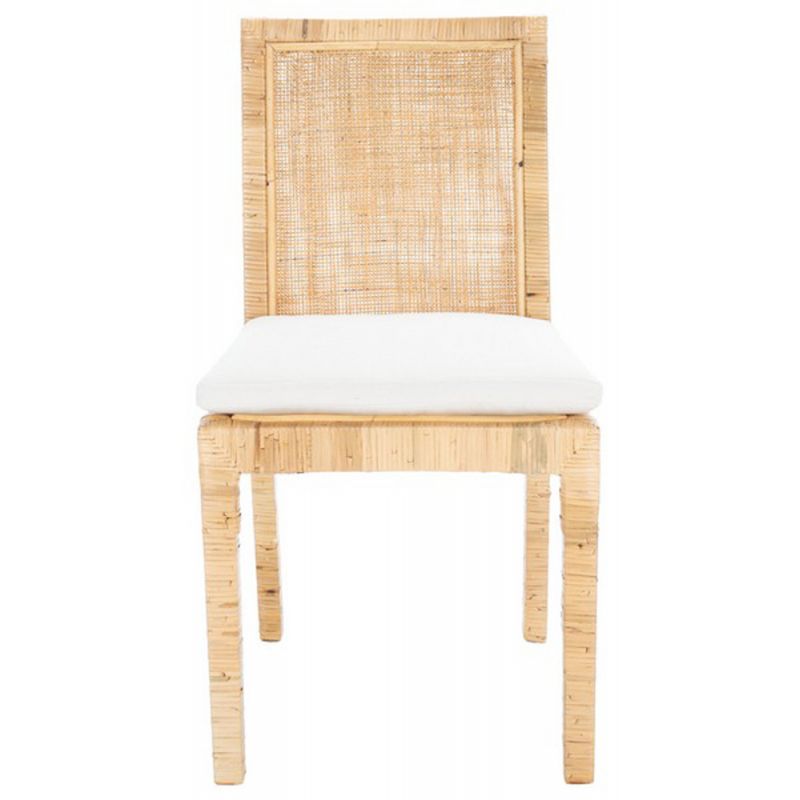 Safavieh - Tojo Cane Dining Chair W/ Cush - White - Natural  (Set of 2) - DCH6502A-SET2