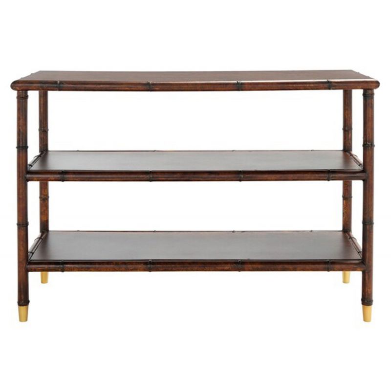 Safavieh - Tudor 2 Shelf Console Table - Dark Brown - Gold - CNS6601A