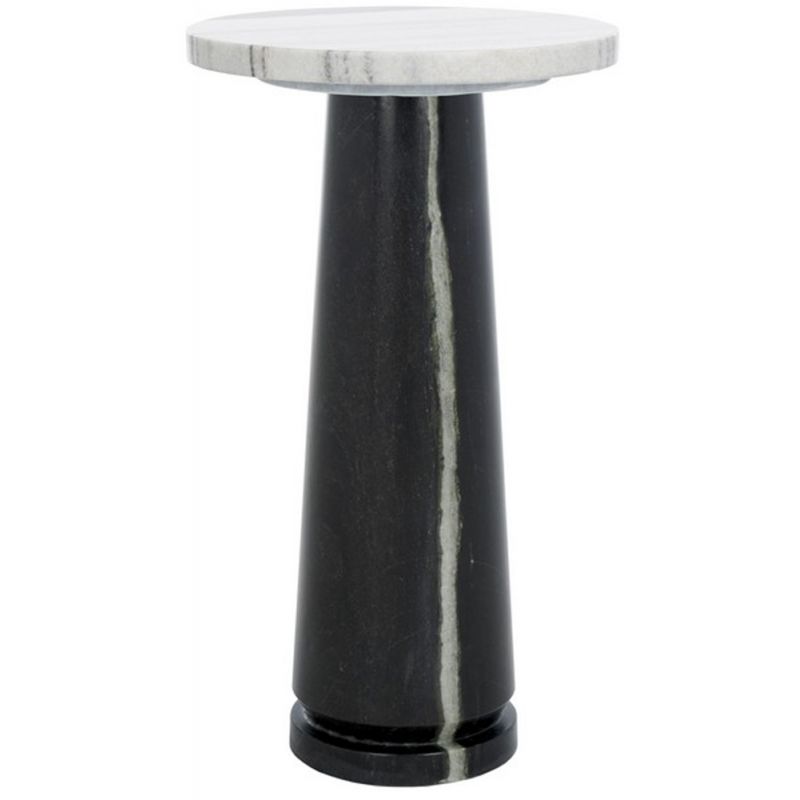 Safavieh - Couture - Valentia Round Marble Accent Table - White - Black - SFV9704F