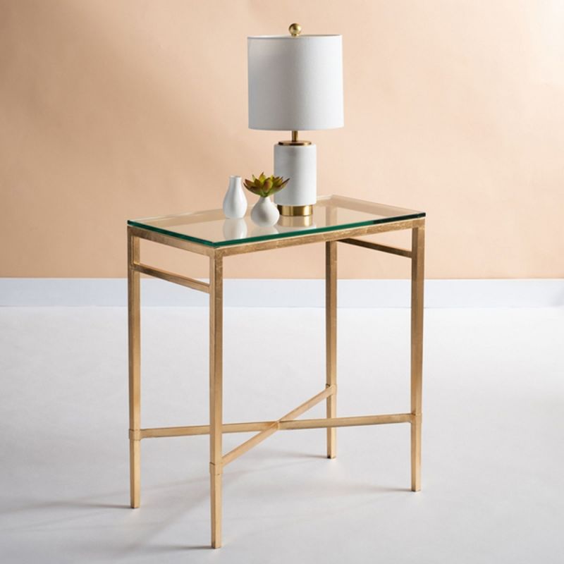 Safavieh - Couture - Viggo Chairside Table - Gold - Glass - AMH8300A