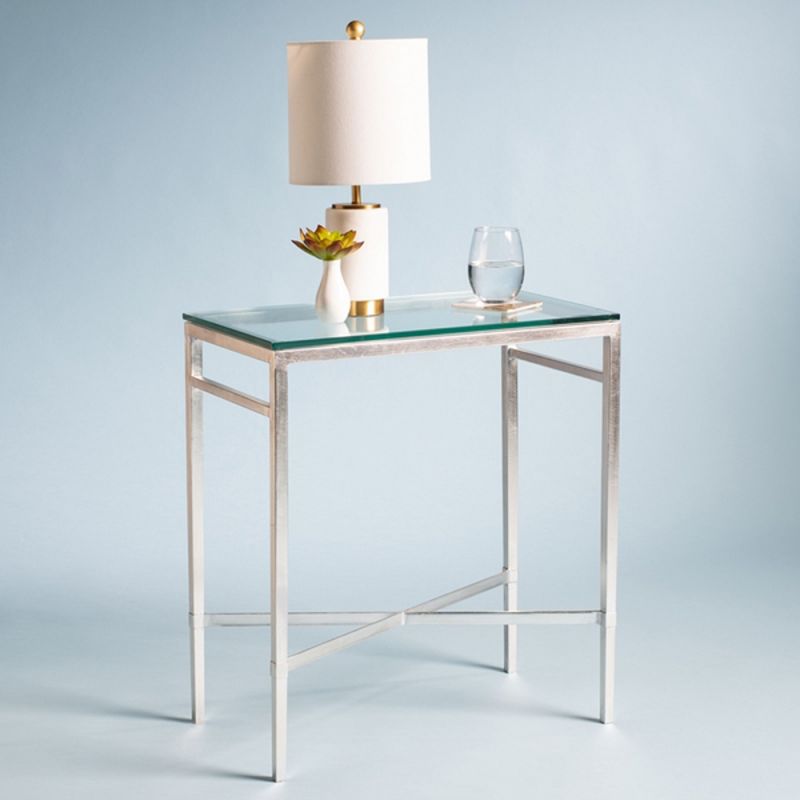 Safavieh - Couture - Viggo Chairside Table - Silver - Glass - AMH8300B