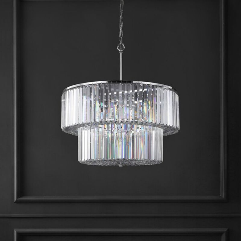 Safavieh - Couture - Viviann Crystal 2 Tier Chandelier - Chrome - Clear - CTL1054A