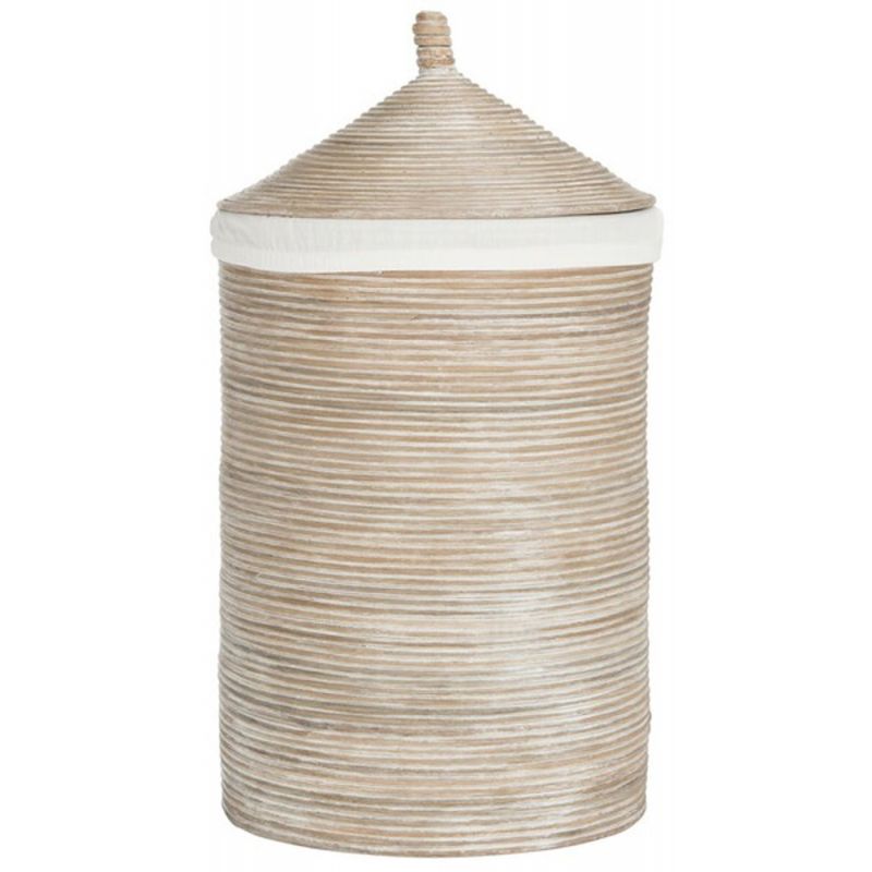 Safavieh - Wellington Laundry Basket - White - Grey White Wash - HAC6501A