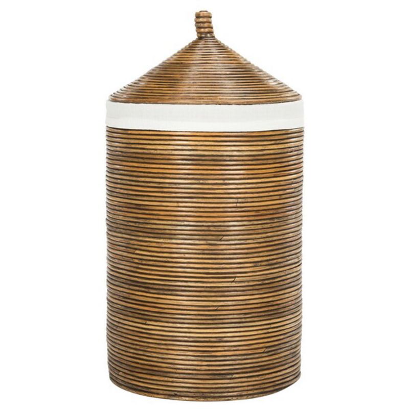 Safavieh - Wellington Laundry Basket - White - Honey Dark Brown - HAC6501C