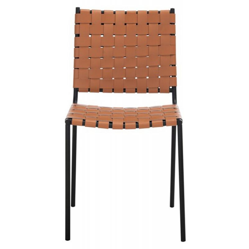Safavieh - Wesson Woven Dining Chair - Cognac - Black  (Set of 2) - DCH3005B-SET2