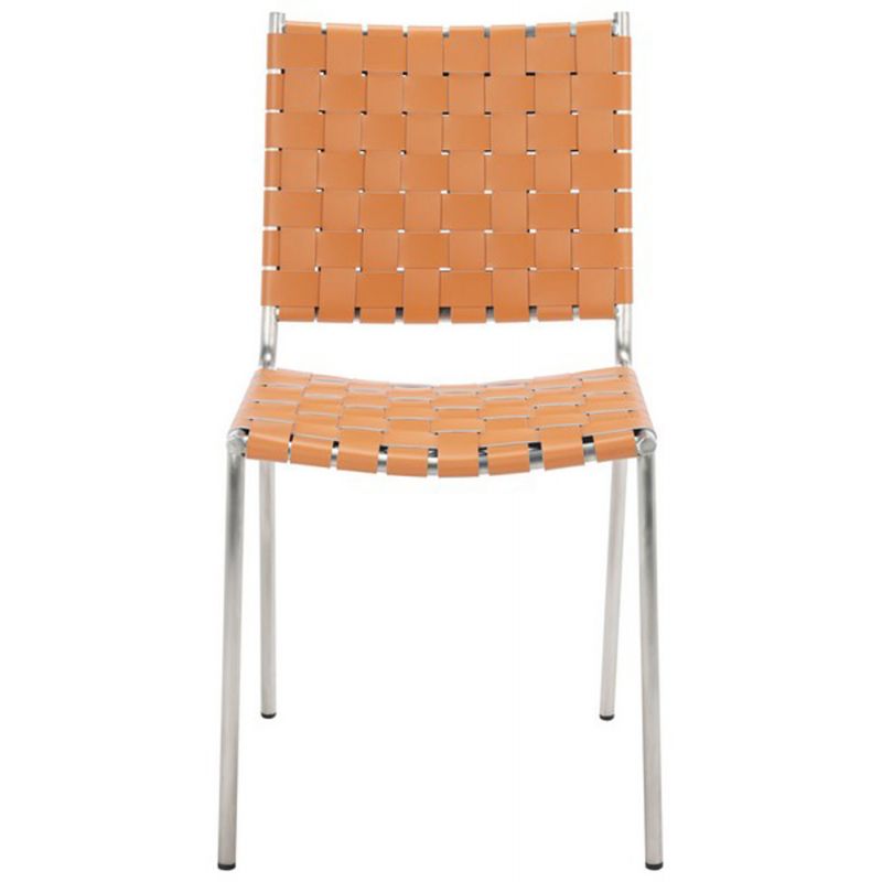 Safavieh - Wesson Woven Dining Chair - Cognac - Silver  (Set of 2) - DCH3005A-SET2