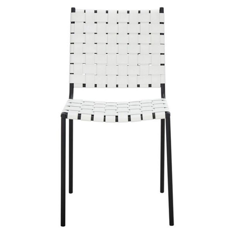 Safavieh - Wesson Woven Dining Chair - White - Black  (Set of 2) - DCH3005D-SET2