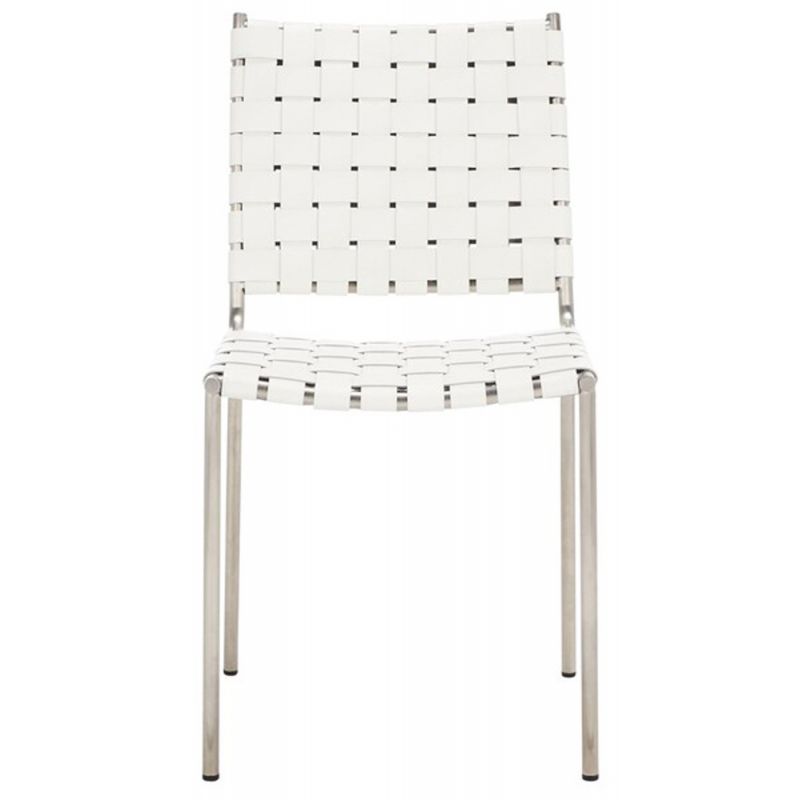 Safavieh - Wesson Woven Dining Chair - White - Silver  (Set of 2) - DCH3005C-SET2