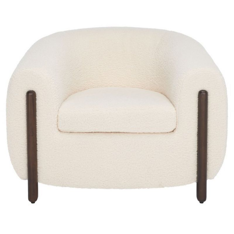 Safavieh - Couture - Westley Barrel Back Accent Chair - Ivory - Dark Brown - SFV5051B