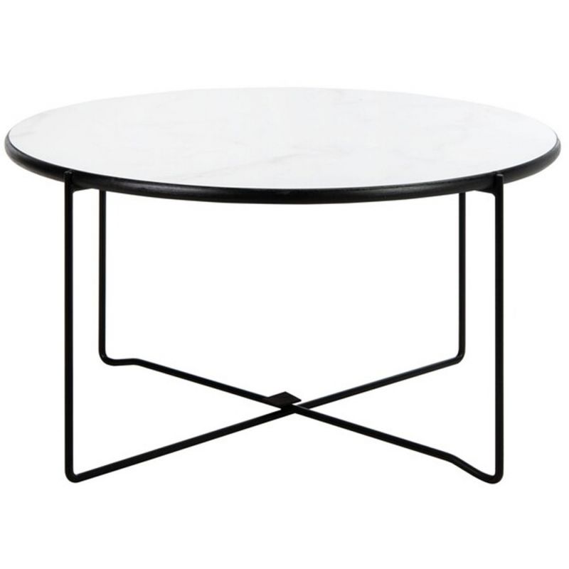 Safavieh - Wrena Round Coffee Table - White Marble - Black - COF4209A
