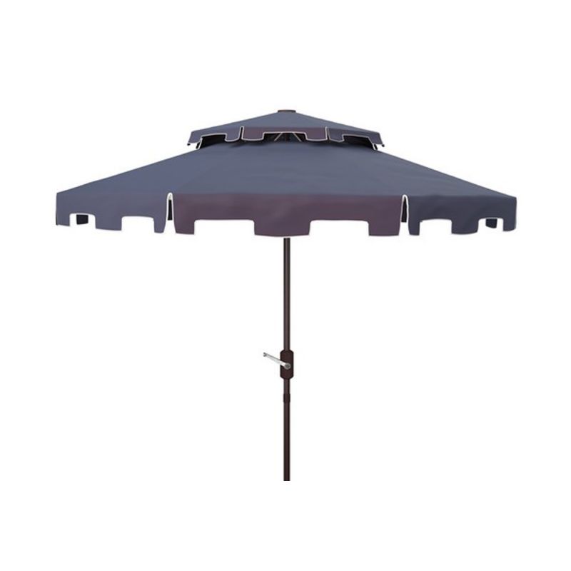 Safavieh - Zimmerman 9Ft Double Top Umbrella - Navy - White - PAT8200A