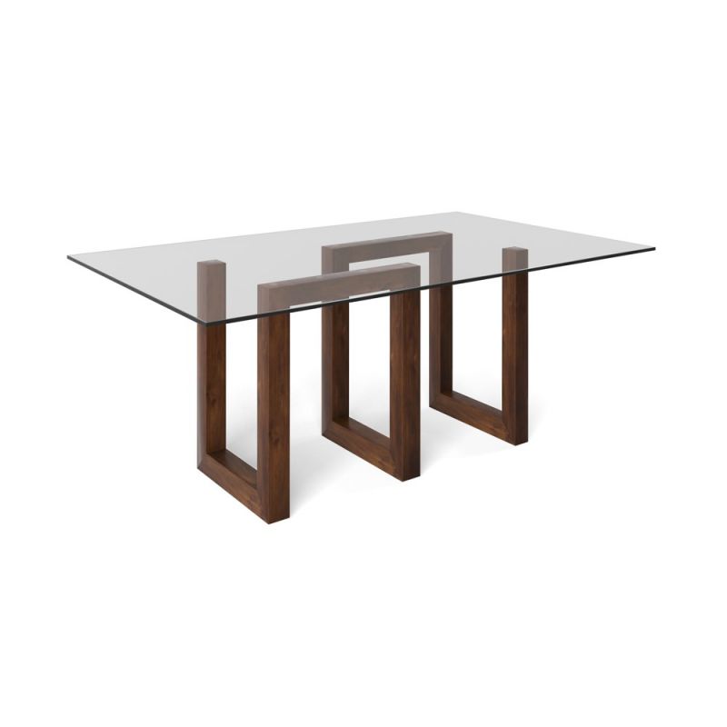 Saloom Furniture - Serpent Glass Dining Table 44 x 60 x 29 in Java - GCFS-4460-SER-Java-G