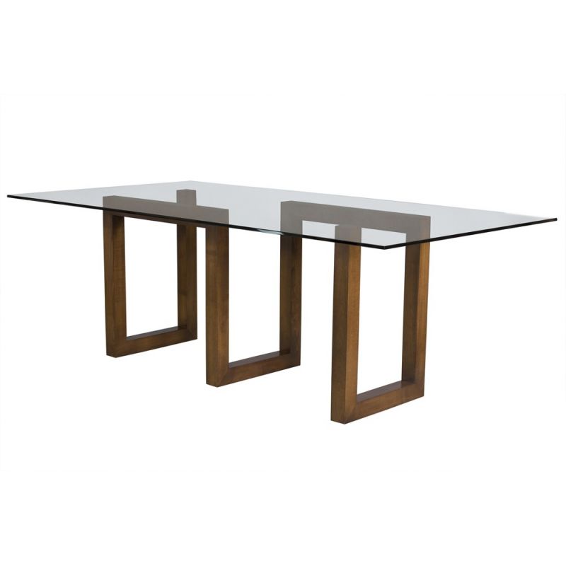 Saloom Furniture - Serpent Glass Dining Table 44 x 60 x 29 in Walnut - GCFS-4460-SER-Walnut-G