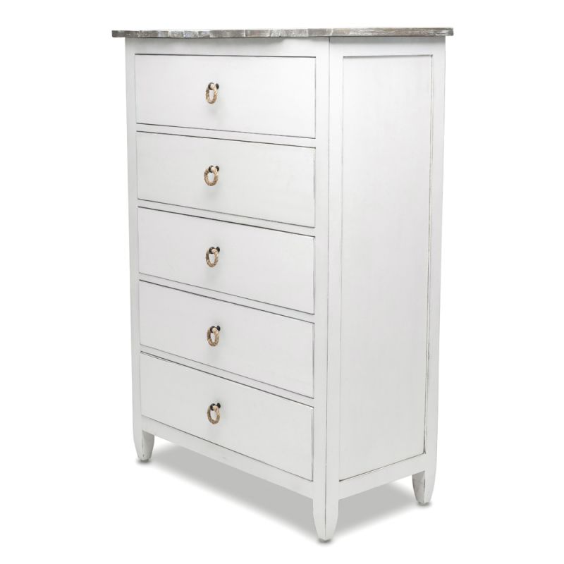 Sea Winds - Picket Fence 5-Drawer Chest - B78235-GREY/BLANC_CLOSEOUT
