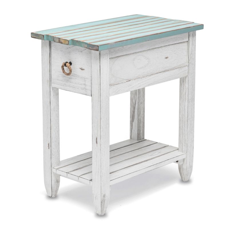 Sea Winds - Picket Fence Chairside Table - B78205-DBLEU/WH