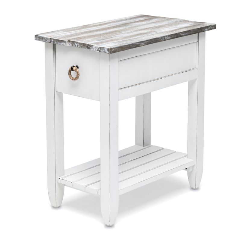 Sea Winds - Picket Fence Chairside Table - B78205-GREY/BLANC