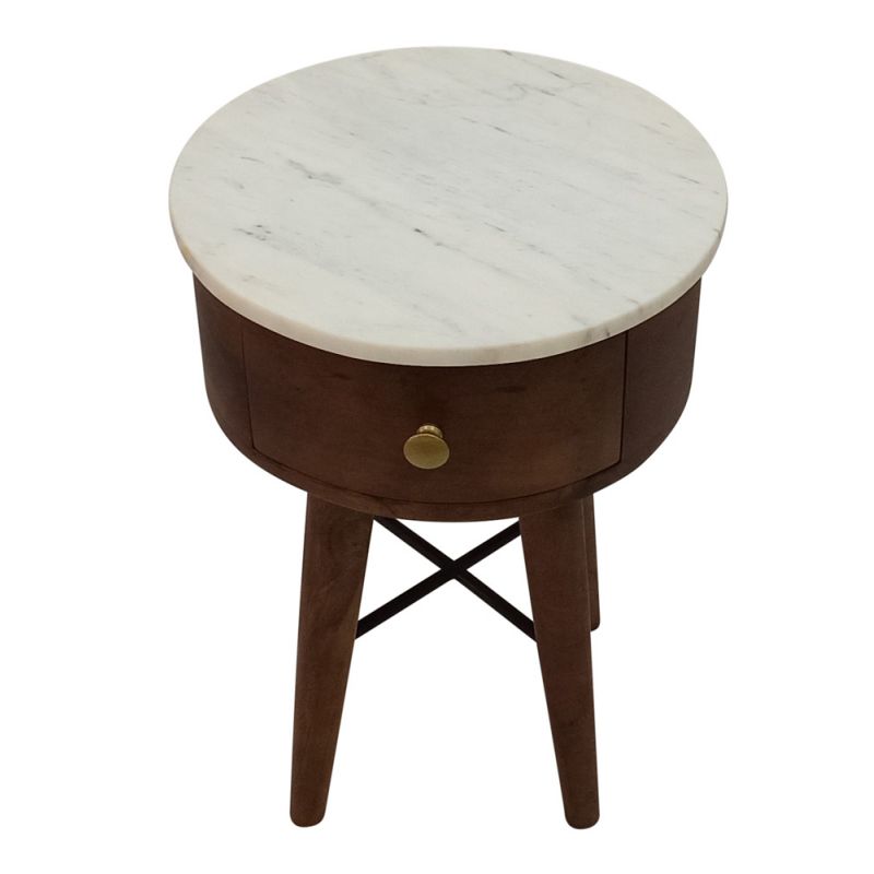Steve Silver - Bangalore White Marble Top Accent Table - BG160WEC