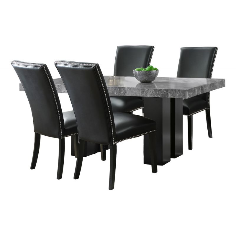 Steve Silver - Camila 5PC Rectangle Dining Set Black Chair - Gray Table Top - CM420-D5PC-GK