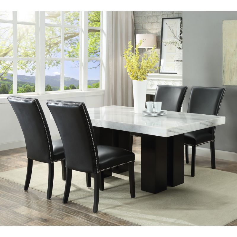 Steve Silver - Camila 5PC Rectangle Dining Set Black Chair - White Table Top - CM420-D5PC-WK