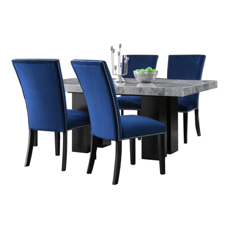 Steve Silver - Camila 5PC Rectangle Dining Set Blue Chair - Gray Table Top - CM420-D5PC-GB
