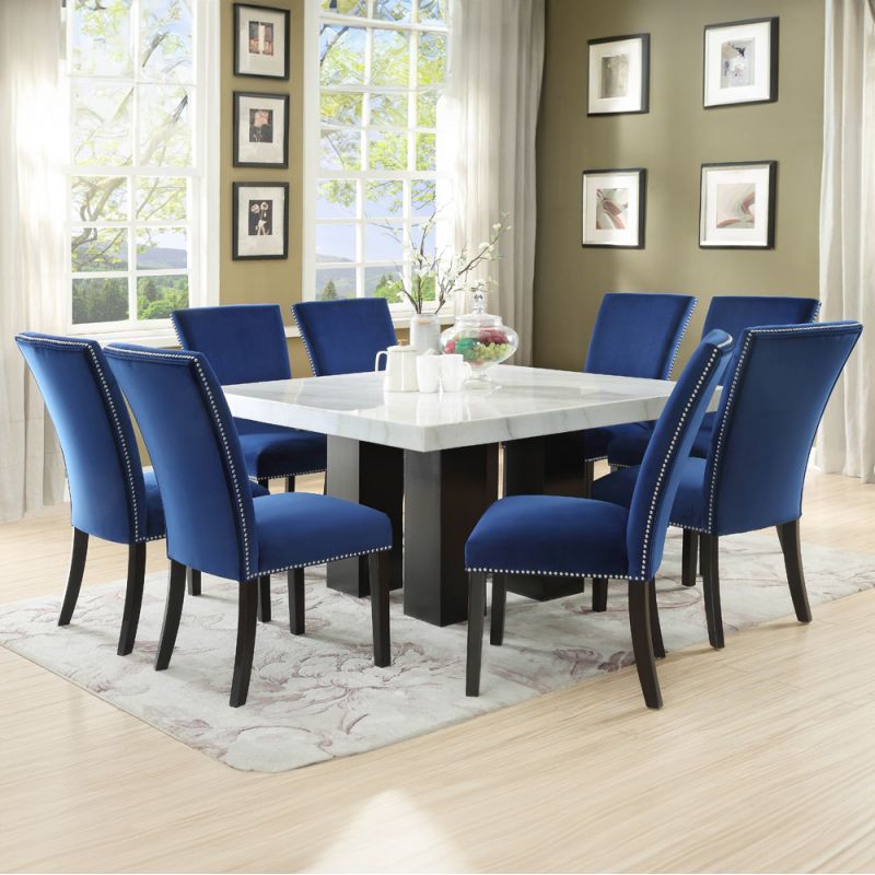 Steve Silver - Camila 9PC Square Dining Set Blue Chair - CM540T420BSBN9PC
