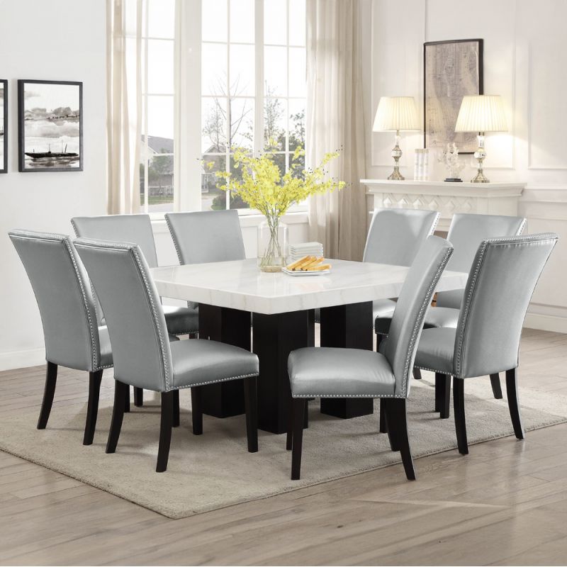 Steve Silver - Camila 9PC Square Dining Set Silver Chair - CM540T420BSSN9PC