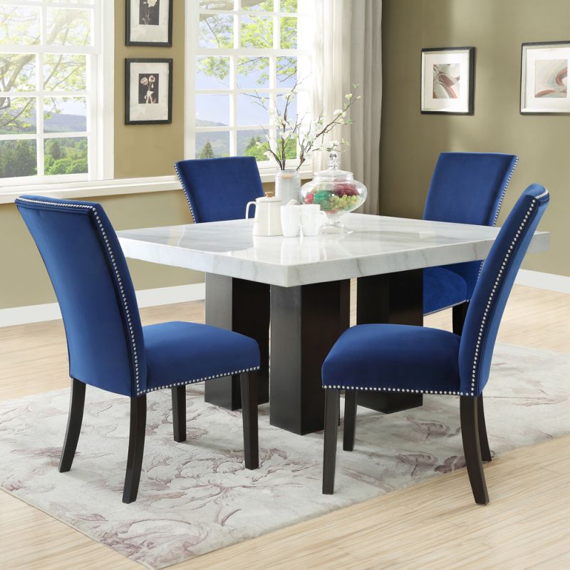 Steve Silver - Camila Square 5PC Dining Set Blue Chair - CM540-D5PC-B