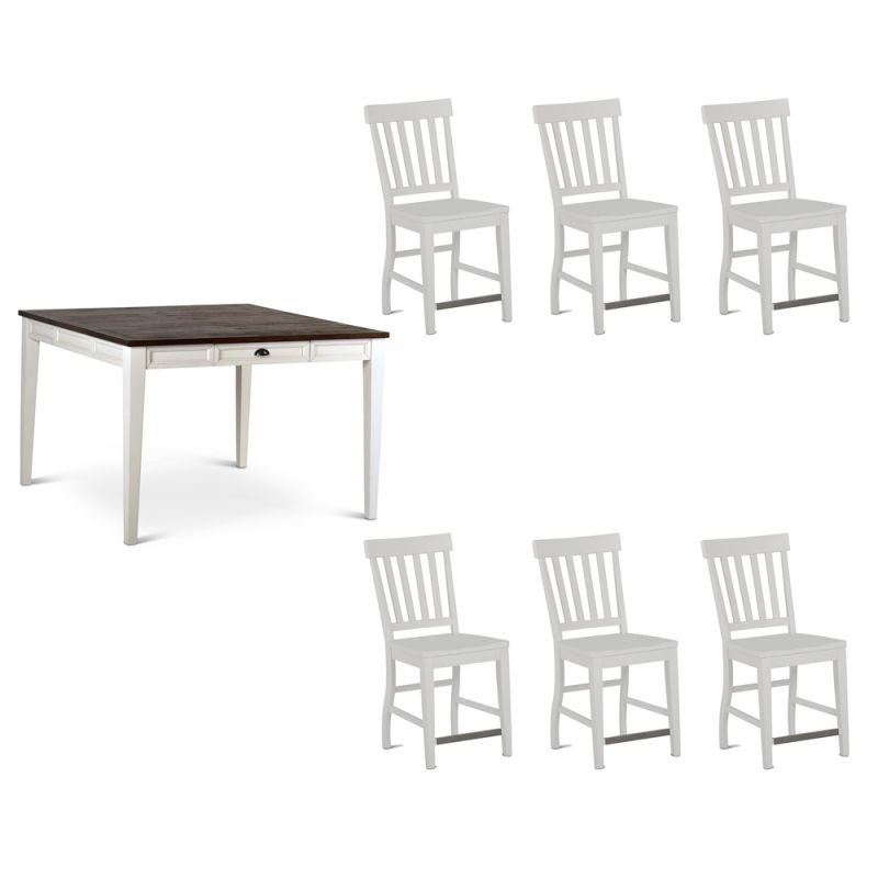 Steve Silver - Cayla 7PC Counter Dining Set - White Chair - CY5454TW7PC